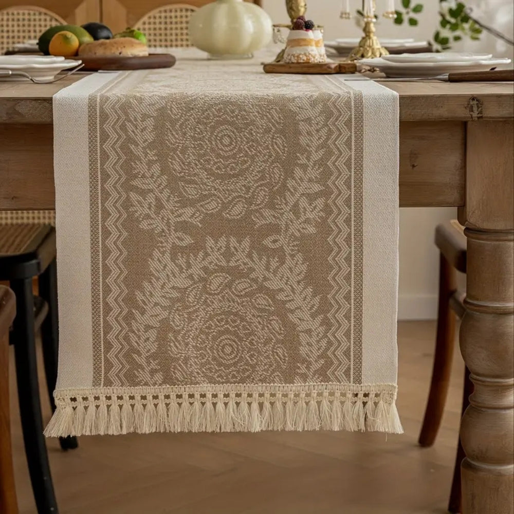 Luxe Linen Table Runner - Soft Woven Cotton Blend, Vintage Charm 5
