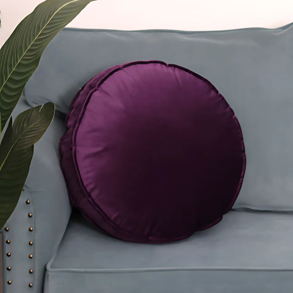 Luxevel Round Cushion - Velvet, Plush Comfort, Hidden Zipper 7