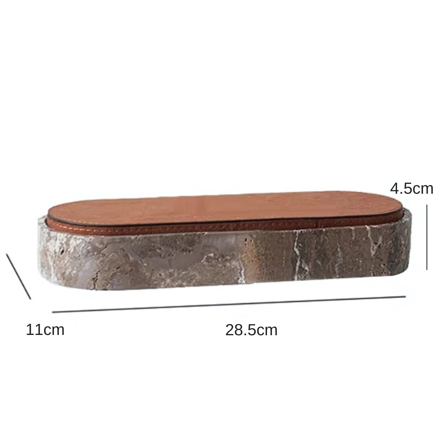 Marlo Jewelry Box for Women - Natural Travertine Stone with Leather Lid 6