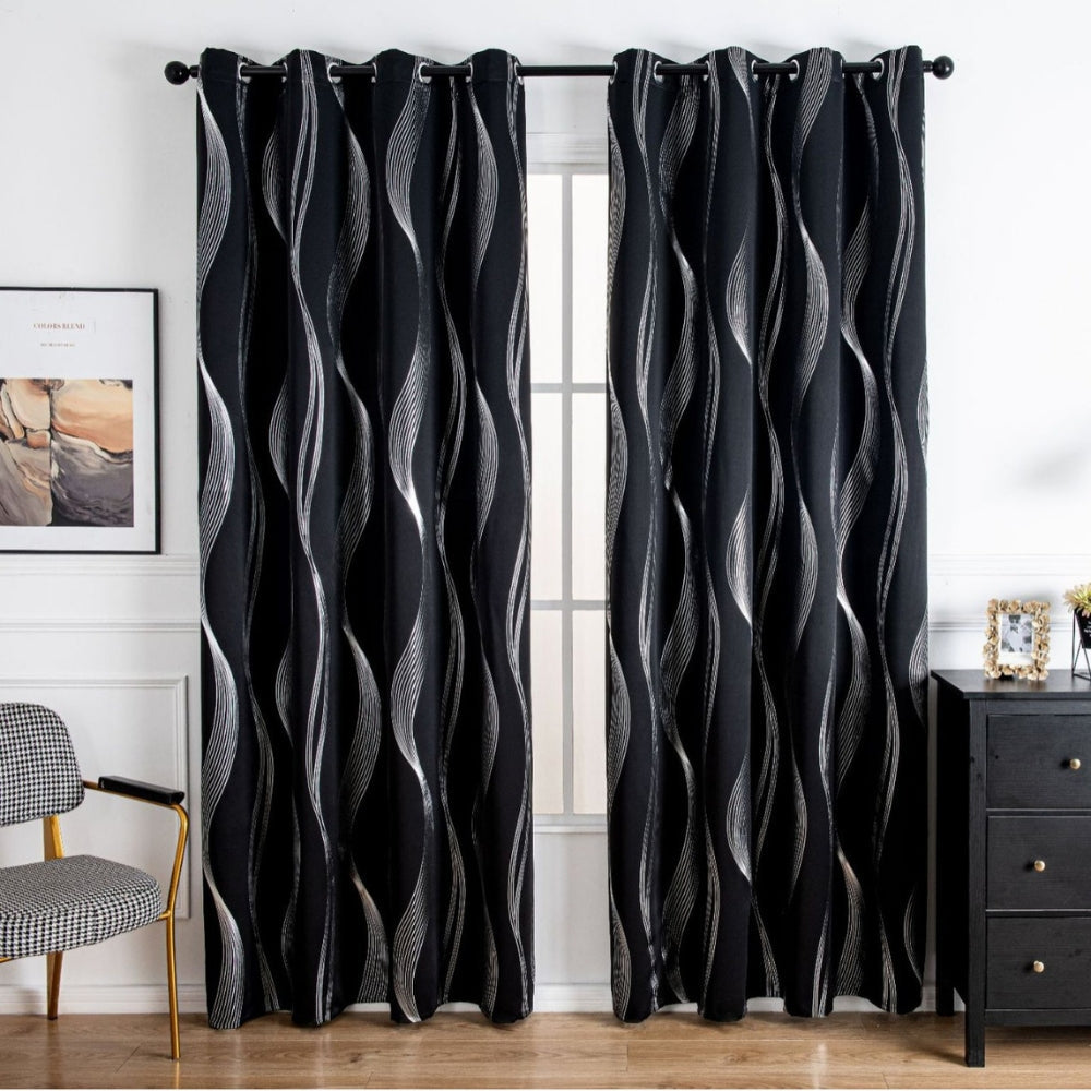 Maverick Blackout Curtain Panel - Soft Microfiber, Modern Wave Pattern 0
