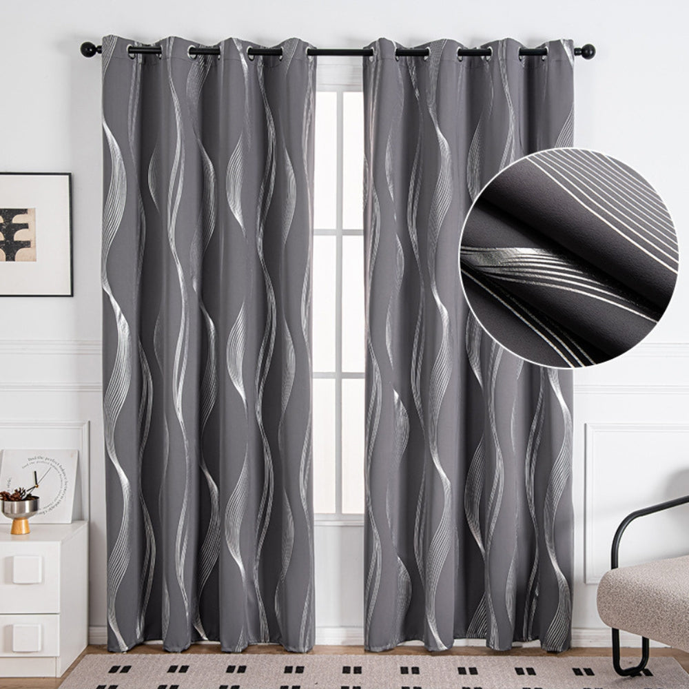 Maverick Blackout Curtain Panel - Soft Microfiber, Modern Wave Pattern 4