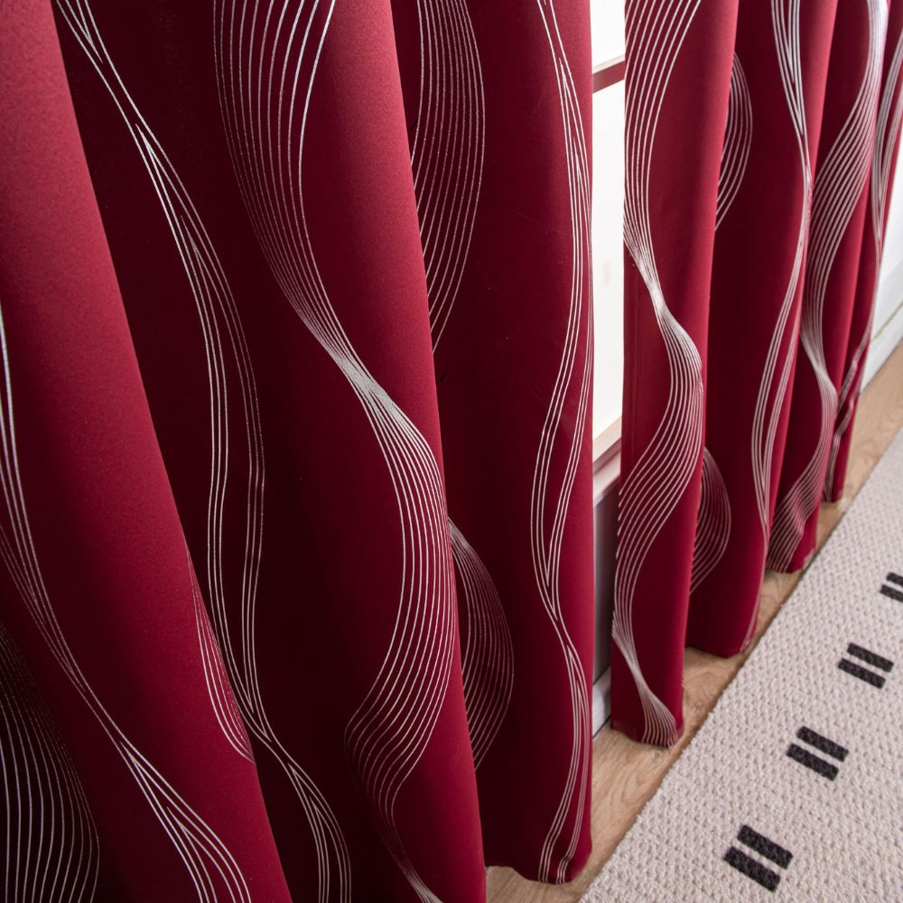 Maverick Blackout Curtain Panel - Soft Microfiber, Modern Wave Pattern 5