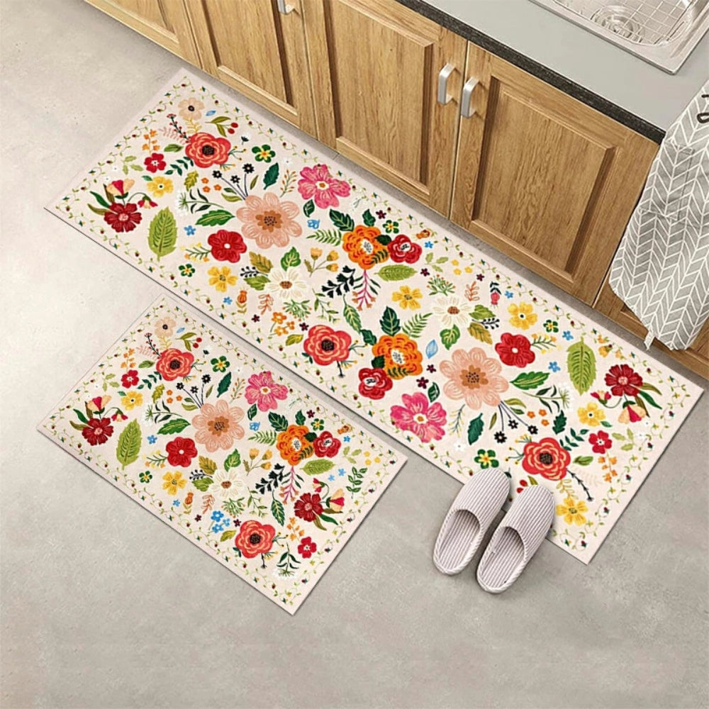 Meadowlyn Kitchen Mat Set - Boho Floral, Anti-Fatigue, Washable 2