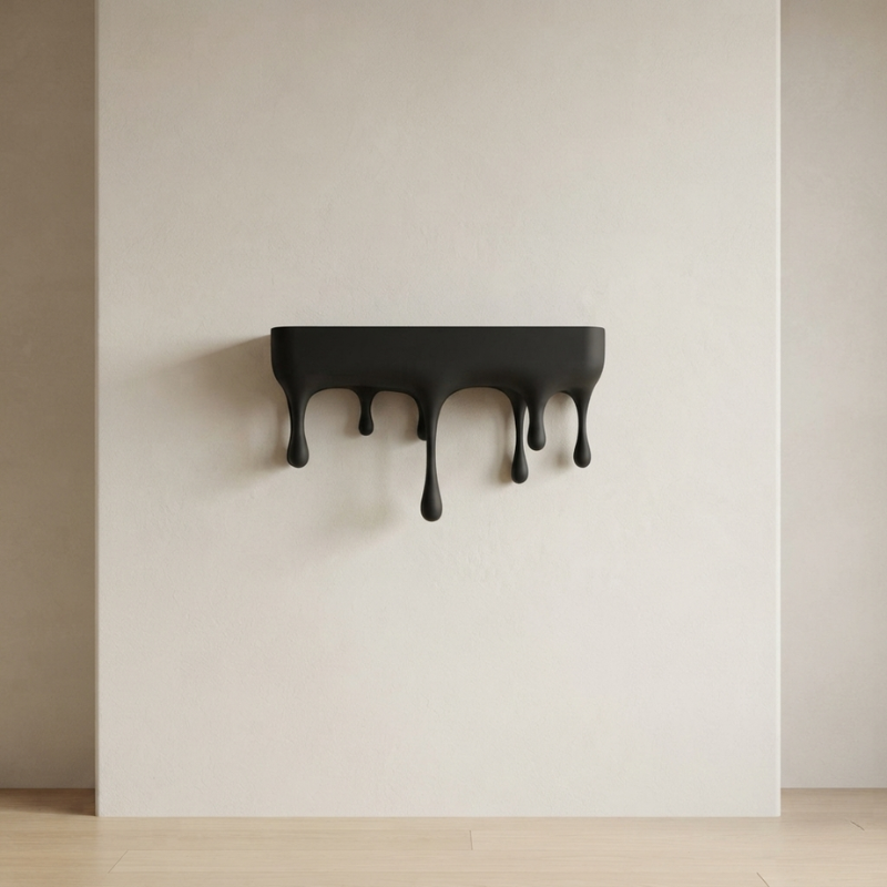 Melti Floating Shelf - Matte Black, Drip Design Wall Display 0