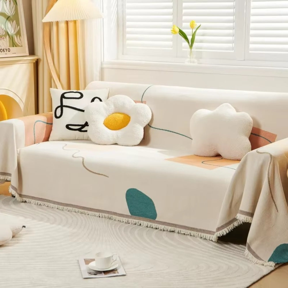 Meringue Sofa Cover - Soft Chenille, Geometric Design 3
