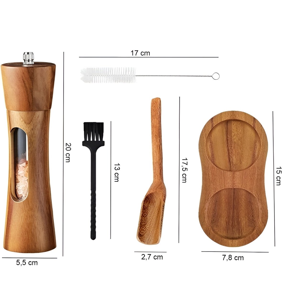 Milo Salt and Pepper Grinders Set - Adjustable Wooden Design, Elegant 5