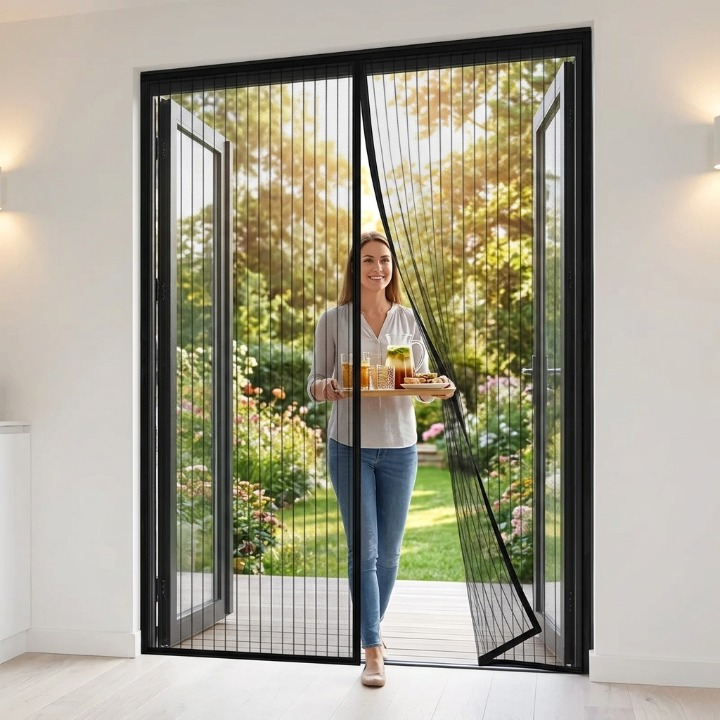 Mira Magnetic Door Curtain - Polyester Mesh, Easy Installation 0