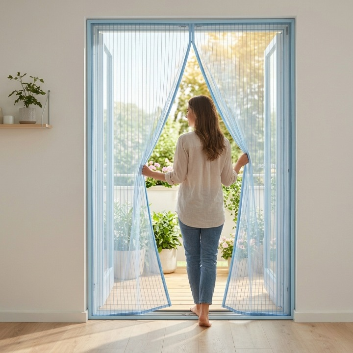 Mira Magnetic Door Curtain - Polyester Mesh, Easy Installation 1