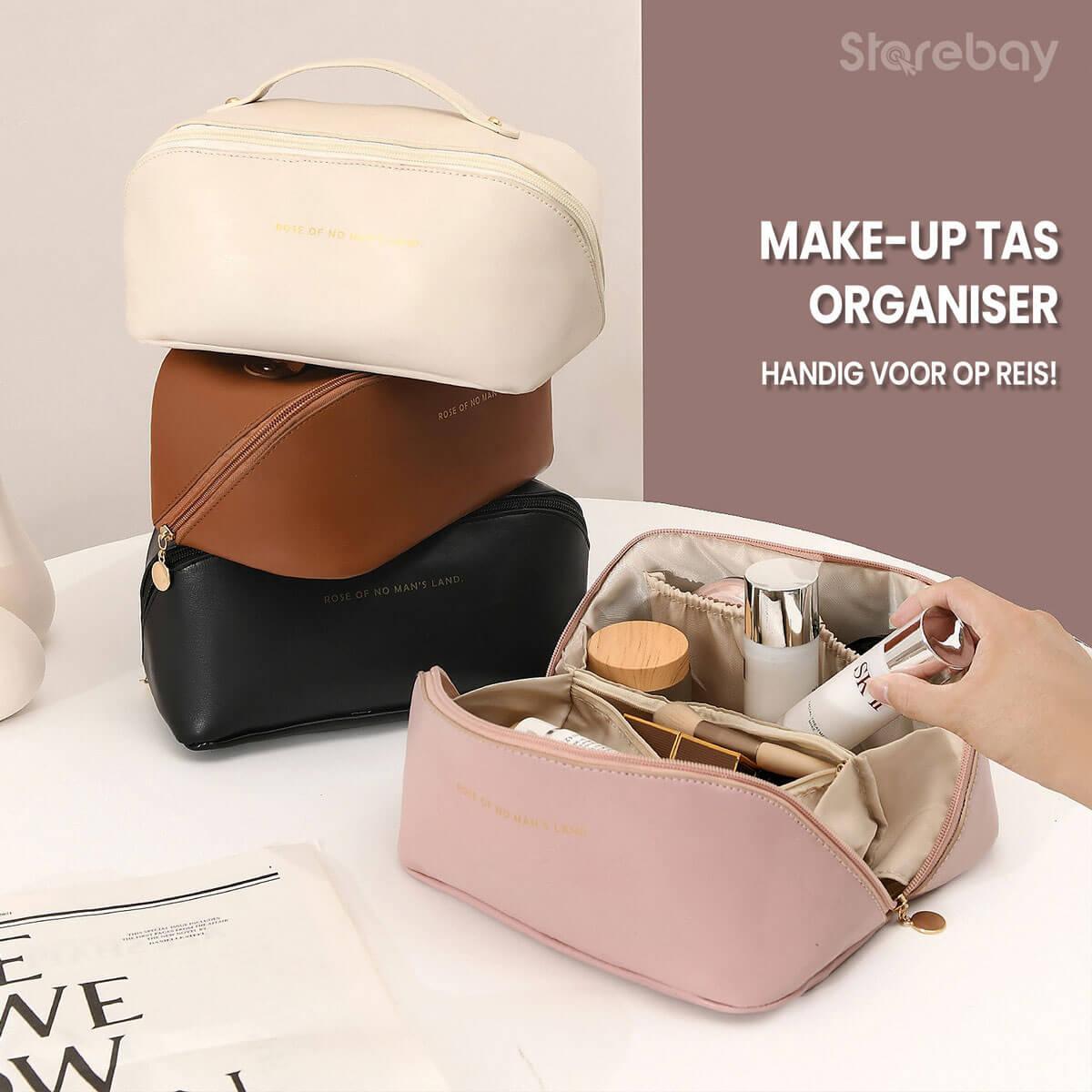 Mira Travel Makeup Bag - PU Leather, Double Layer Organizer 4