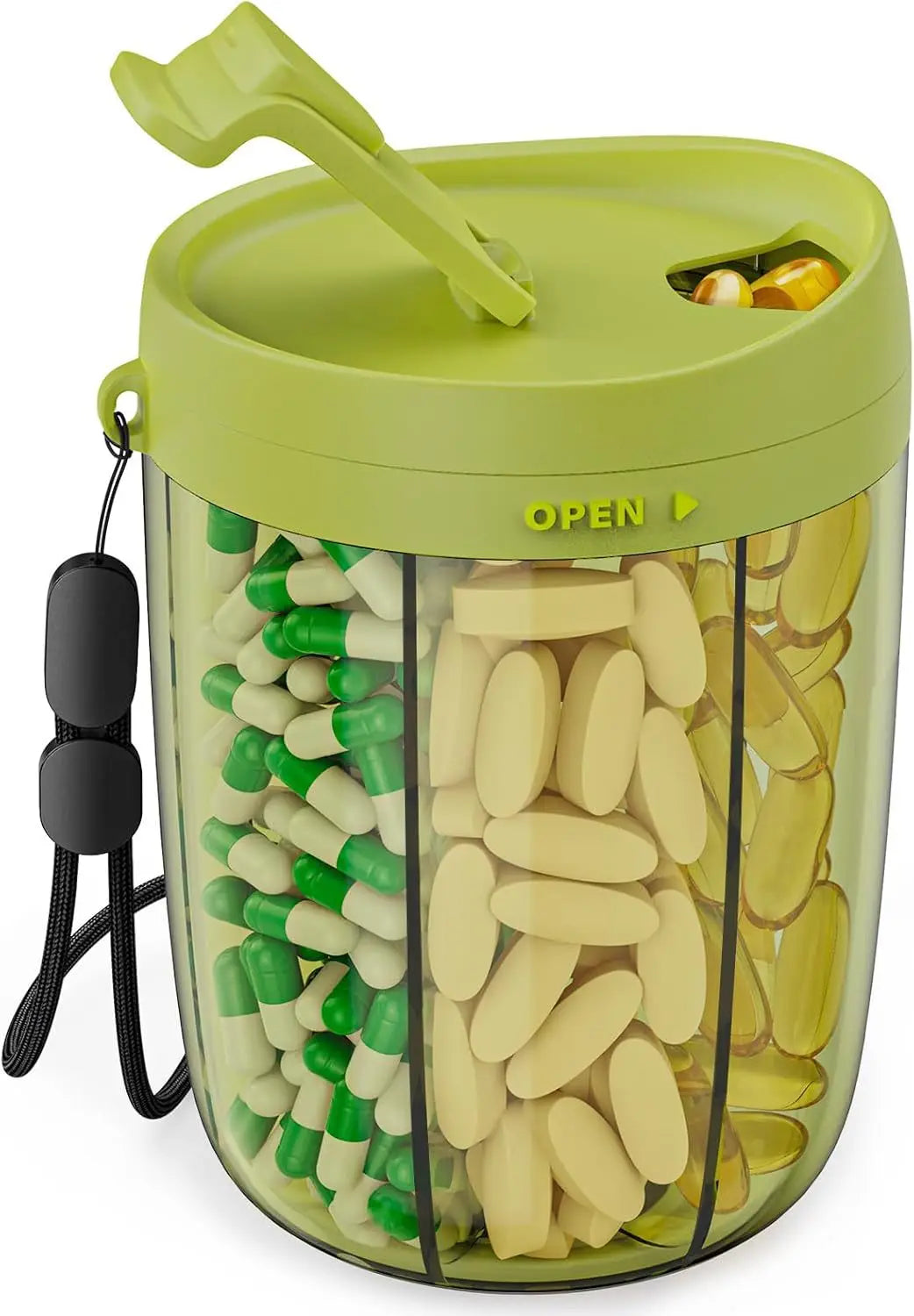 Mira Travel Pill Case - Compact Tin, 6-Compartment with Transparent Lid 7