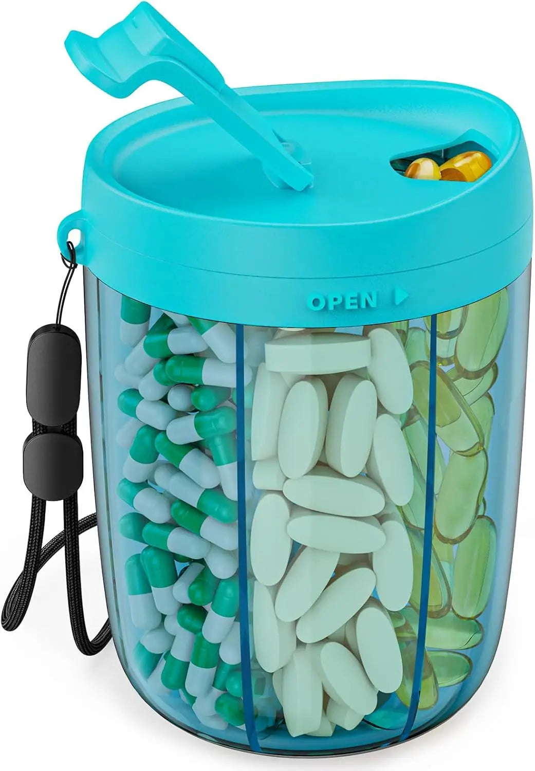Mira Travel Pill Case - Compact Tin, 6-Compartment with Transparent Lid 8