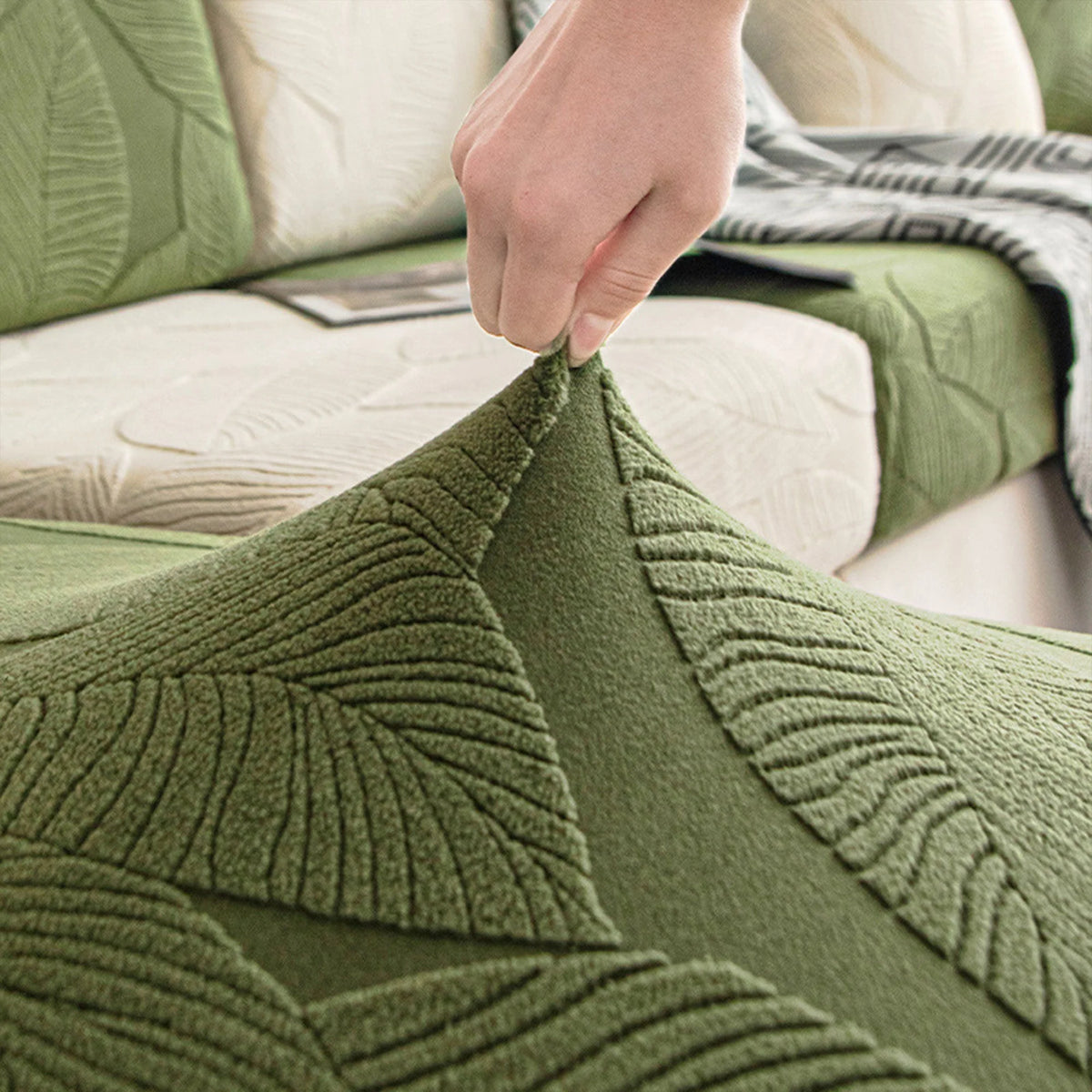 Mistral Sofa Slipcover - Waterproof Stretch Jacquard Velvet, Pet Friendly 1