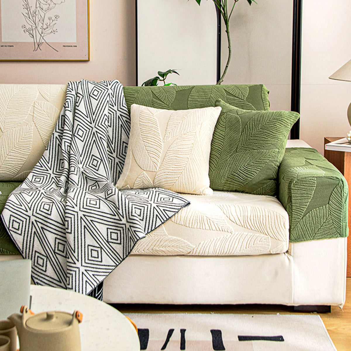 Mistral Sofa Slipcover - Waterproof Stretch Jacquard Velvet, Pet Friendly 5