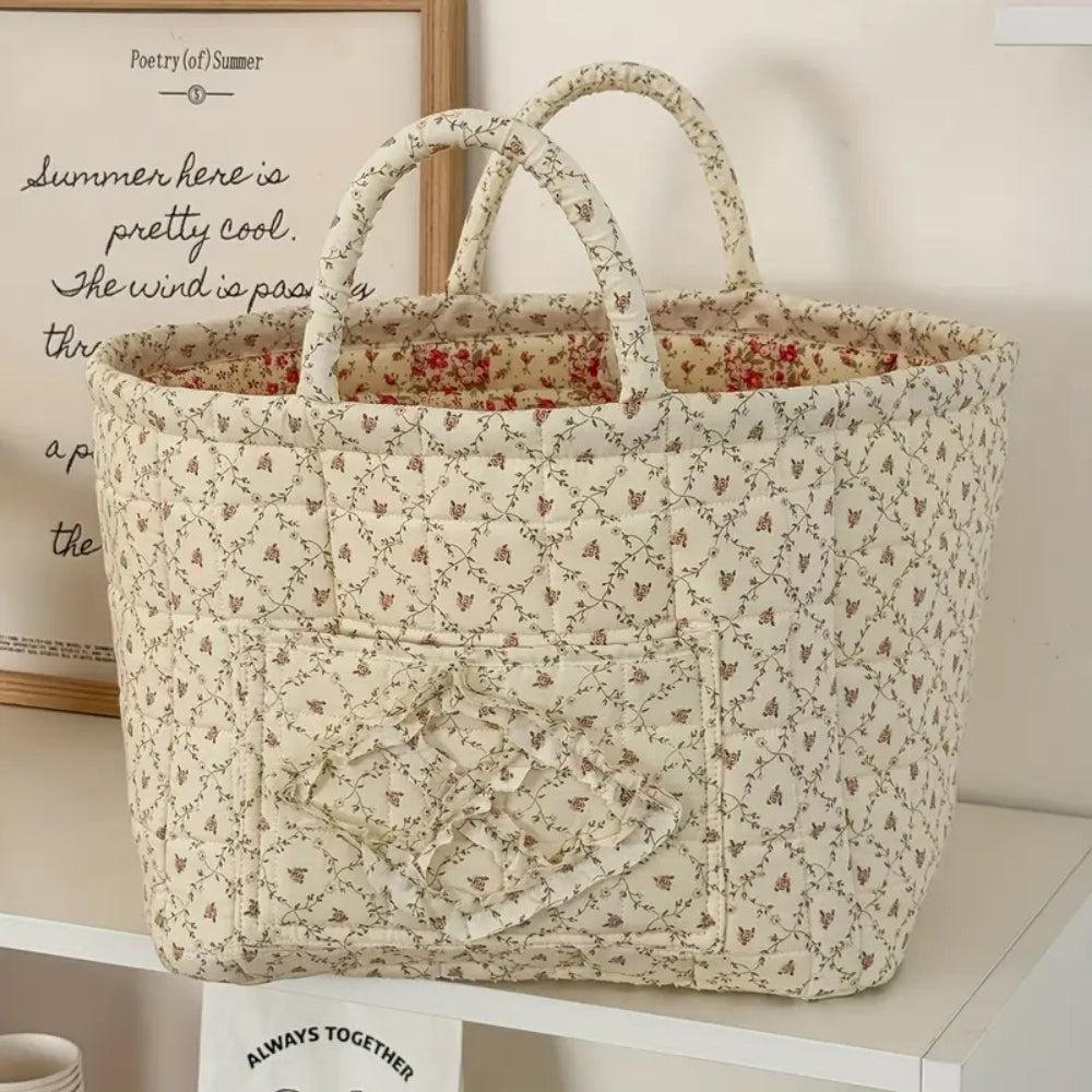 Misty Storage Basket - Quilted Microfiber, Floral Design 4