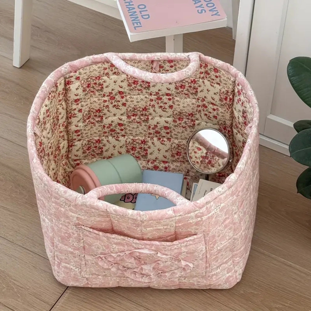 Misty Storage Basket - Quilted Microfiber, Floral Design 6