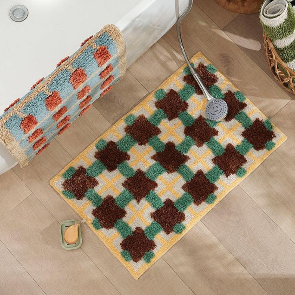 Mosaic Bath Mat - Soft Fabric, Non-Slip Design, Moroccan Pattern 5