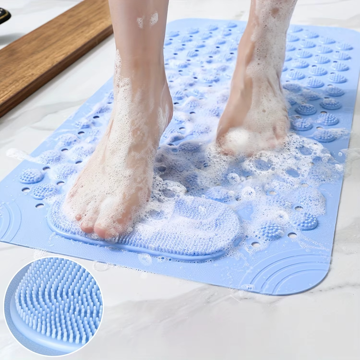 Nerix Shower Mat Non-Slip - Durable PE with Massage Surface and Suction Cups 1