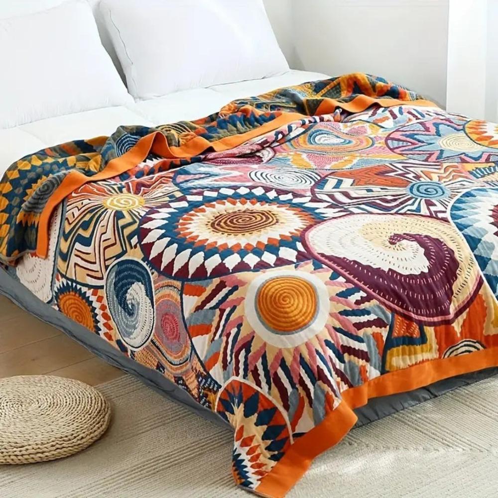 Nexus Sunburst Blanket - 100% Cotton, Lightweight All-Season Comfort 0
