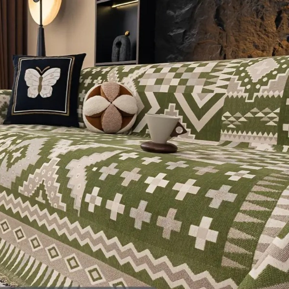 Noble Charm Sofa Cover - Soft Chenille, Ethnic Patterns 0