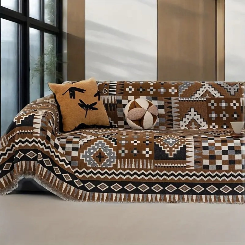 Noble Charm Sofa Cover - Soft Chenille, Ethnic Patterns 1