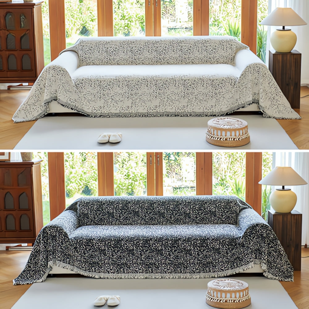 Noble Reversible Sofa Cover - Cotton Microfiber Blend, Pet-Friendly 1