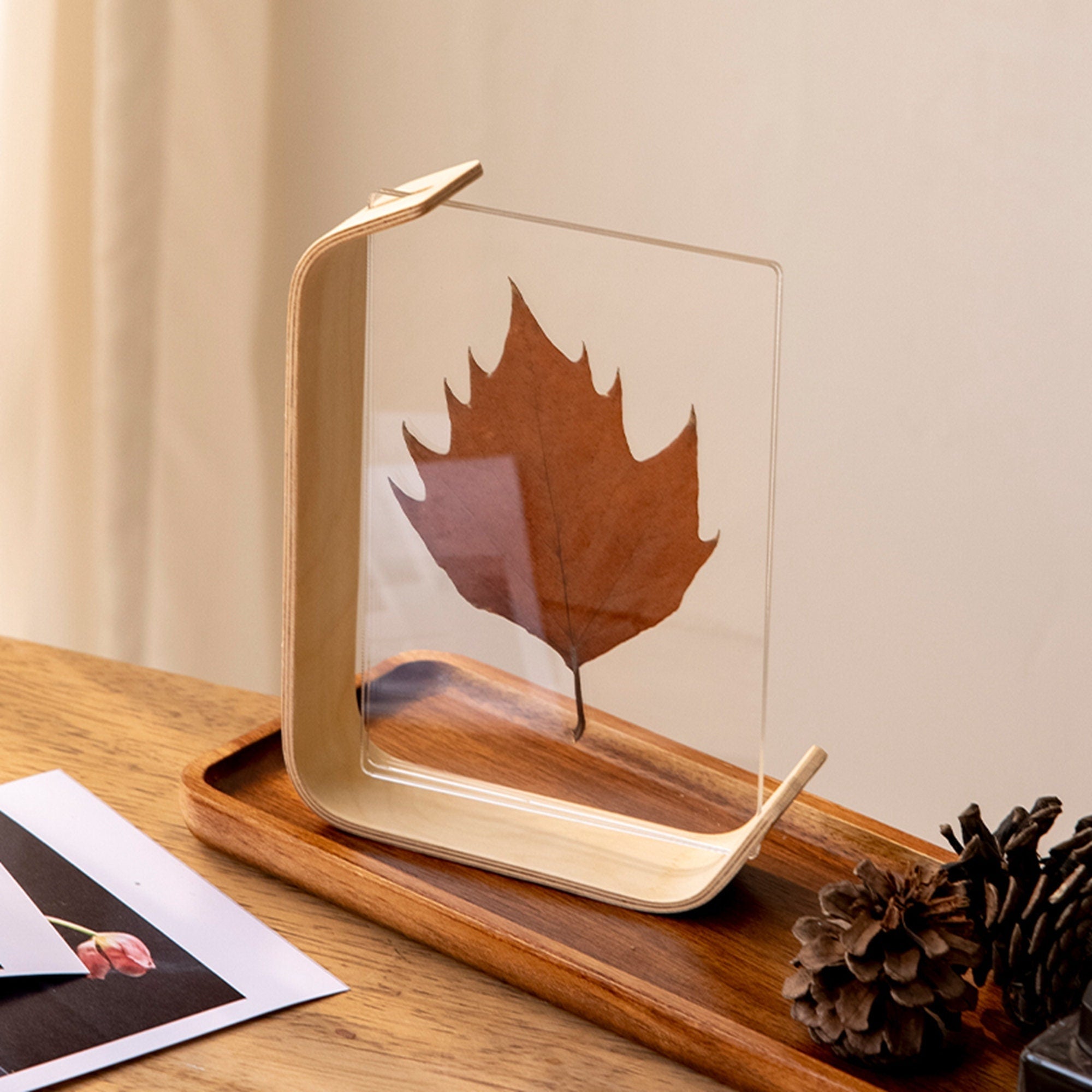 Noire Picture Frame - Handcrafted Walnut or Beech Wood, Dual-Sided Display 4