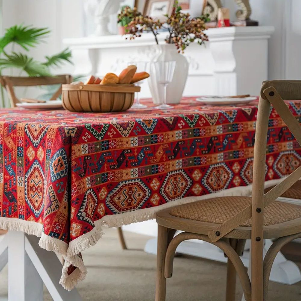 Oasis Dunes Tablecloth - Microfiber Jacquard, Boho Pattern 3