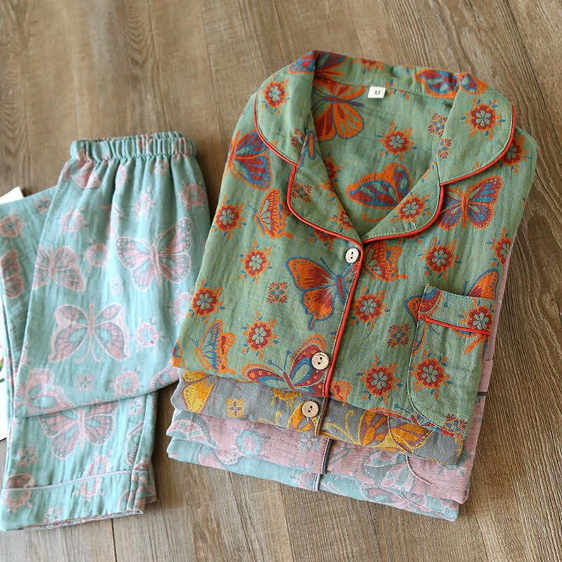 Opaline Loungewear Set - Cotton, Vintage Butterfly Print 1