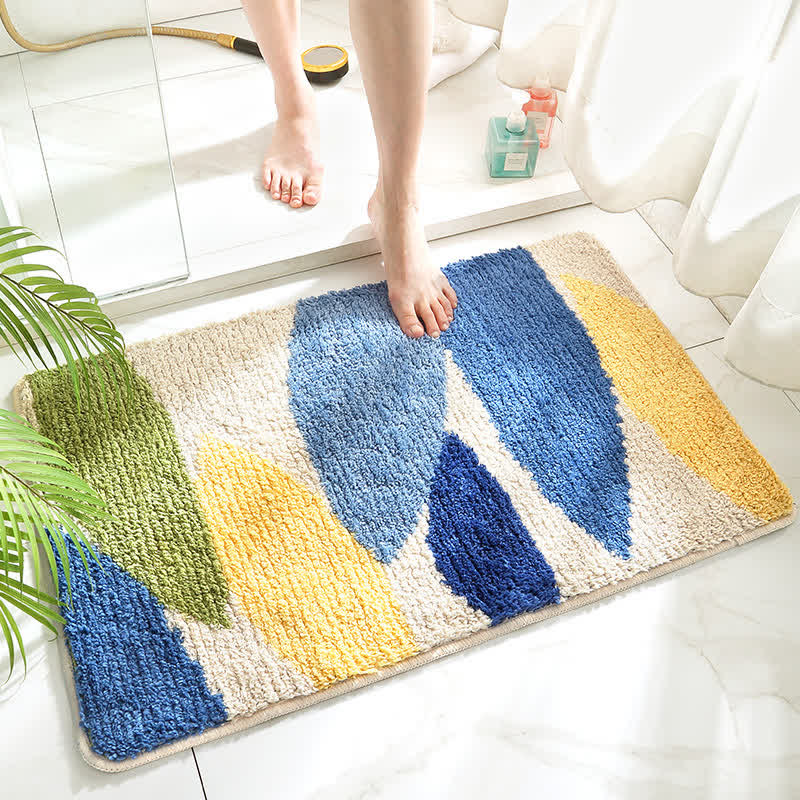 Orelia Washable Area Rug - Green Leaf Print, Soft Non-Slip 4