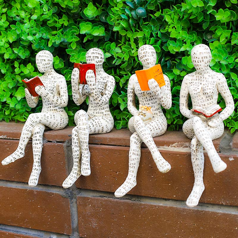 Orenda Reading Woman Statue - Synthetic Resin Bookshelf Accent 1