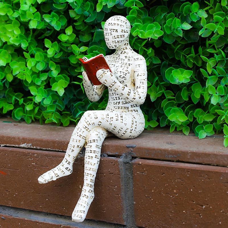 Orenda Reading Woman Statue - Synthetic Resin Bookshelf Accent 10
