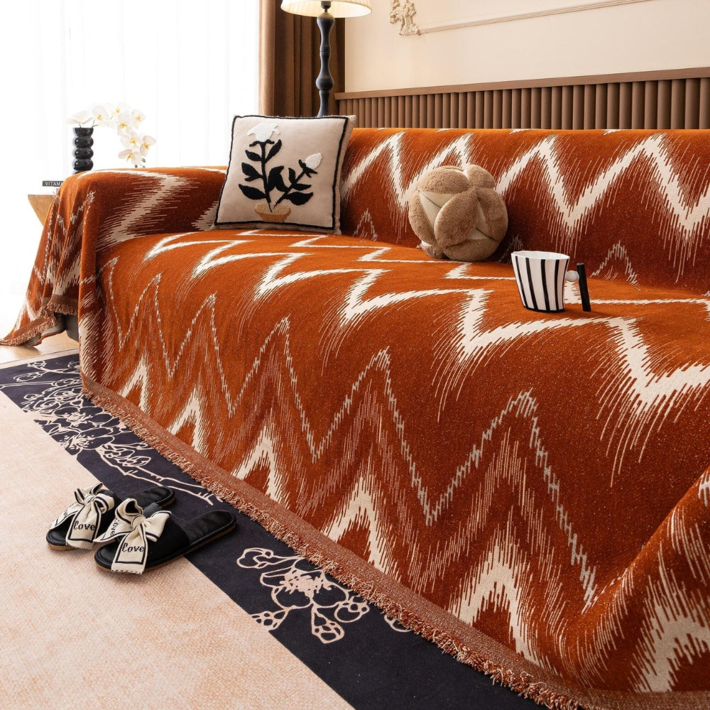 Oriana Couch Cover - Chenille, Chevron Pattern, Pet-Friendly 1