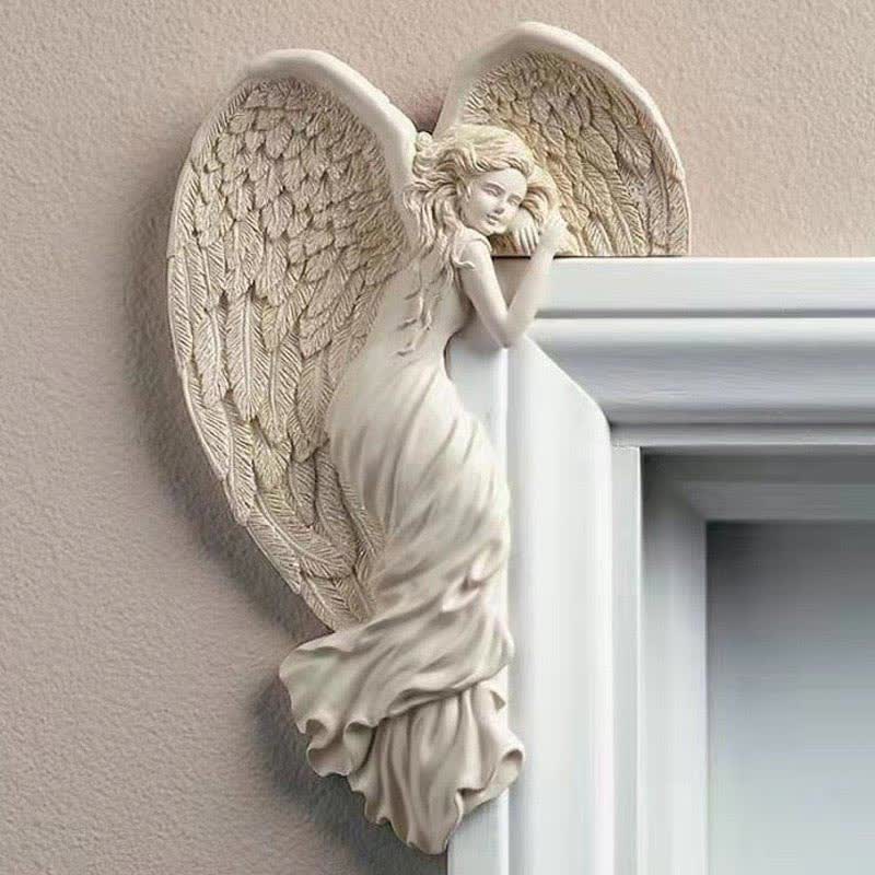Orlen Door Frame Sculpture - Resin Angel Wings, Compact Design 1