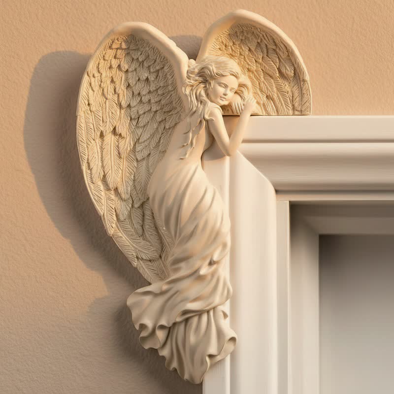 Orlen Door Frame Sculpture - Resin Angel Wings, Compact Design 3