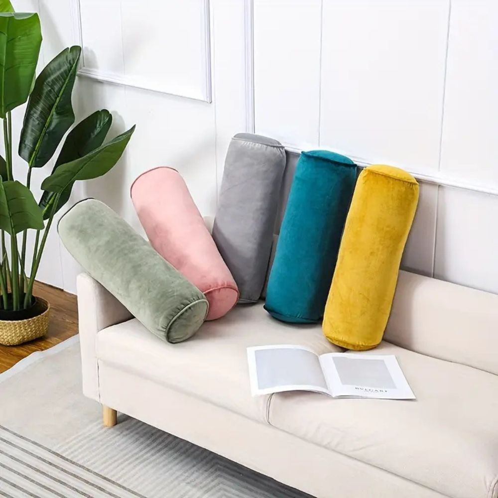 Pavo Bolster Cushion - Plush Velvet, Ergonomic Neck Support 1