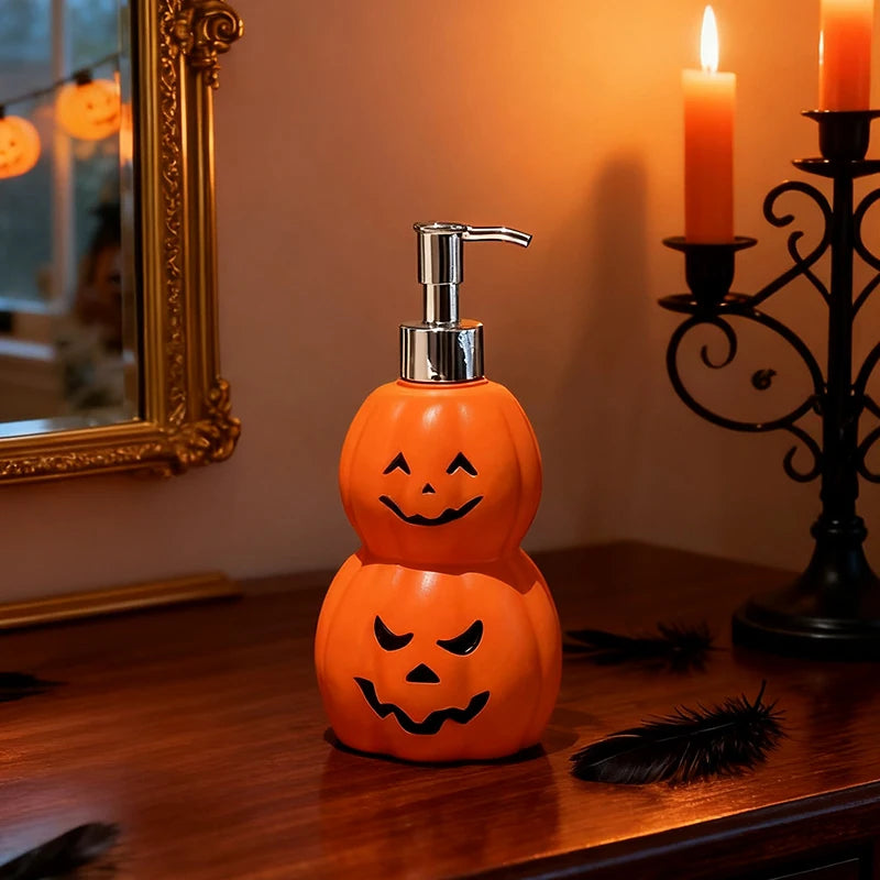 Pavo Soap Dispenser - Plastic Double Stacked Pumpkin Design, Halloween Hand Soap Dispenser 4