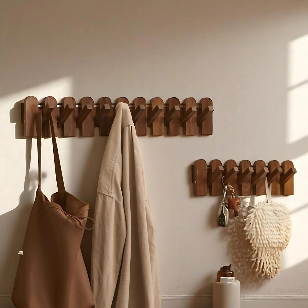 Pavo Wall Coat Rack - Wooden Piano Key Design, Wall Mounted Storage 1