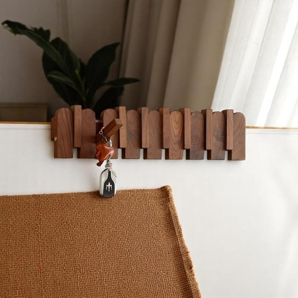 Pavo Wall Coat Rack - Wooden Piano Key Design, Wall Mounted Storage 2