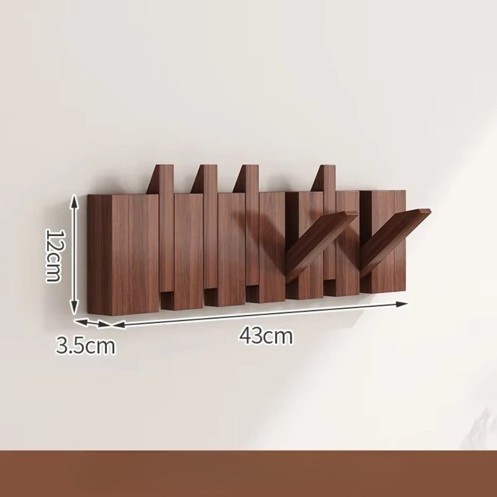Piano Wall Mounted Coat Rack - Foldable Wooden Hooks, Space-Saving Design 8