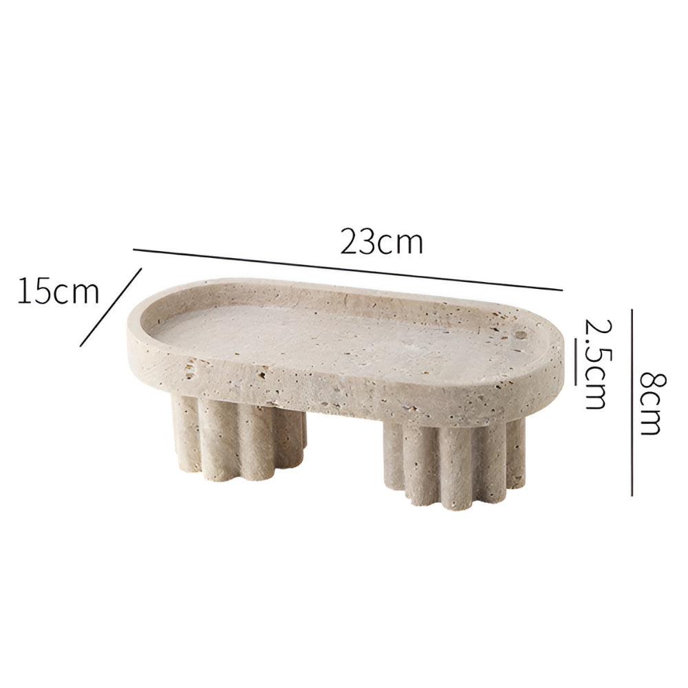 Pietra Decorative Tray for Coffee Table - Natural Travertine, Elegant Design 0