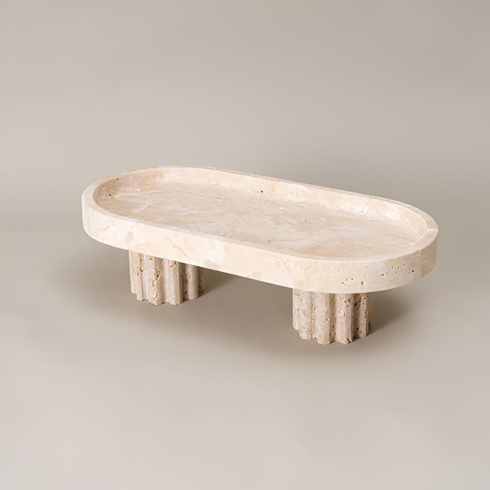 Pietra Decorative Tray for Coffee Table - Natural Travertine, Elegant Design 4