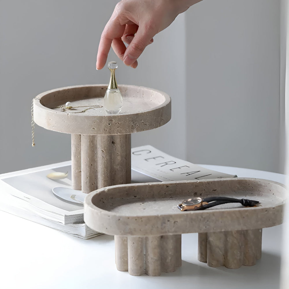 Pietra Decorative Tray for Coffee Table - Natural Travertine, Elegant Design 5