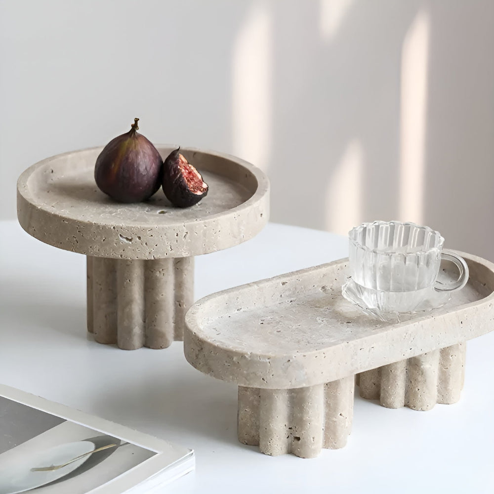 Pietra Decorative Tray for Coffee Table - Natural Travertine, Elegant Design 8