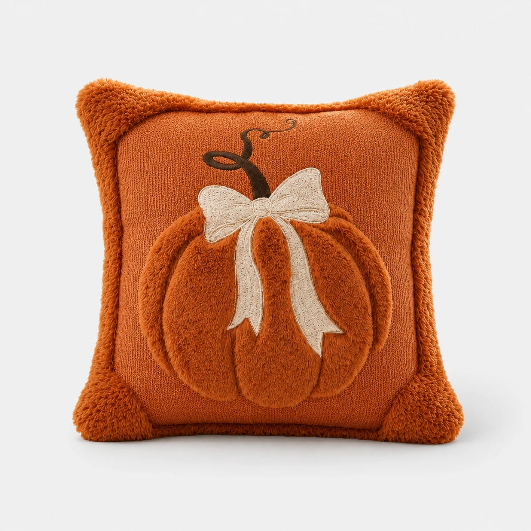 Pluma Pumpkin Pillow Cover - Hand-Tufted Chenille, Square 18 Inch 11