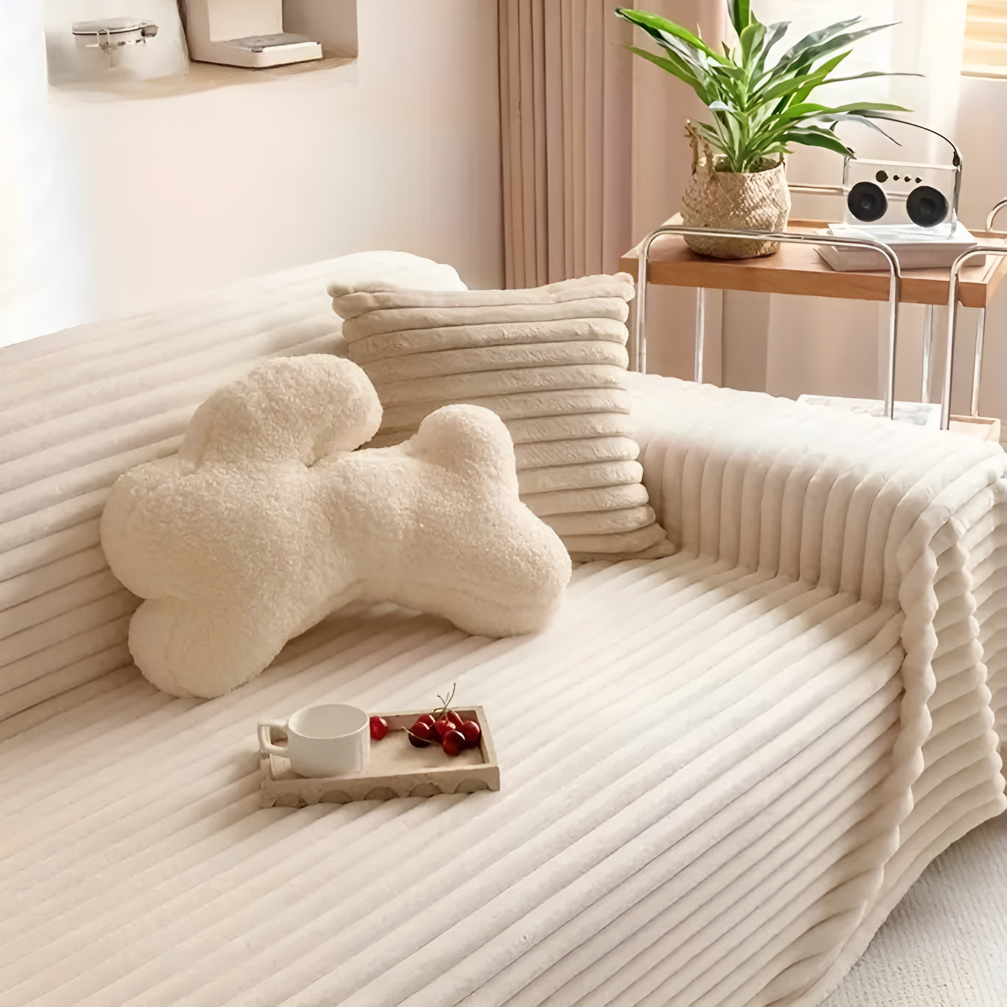 Plush Sofa Cover - Soft Microfiber, Quilted Comfort 2
