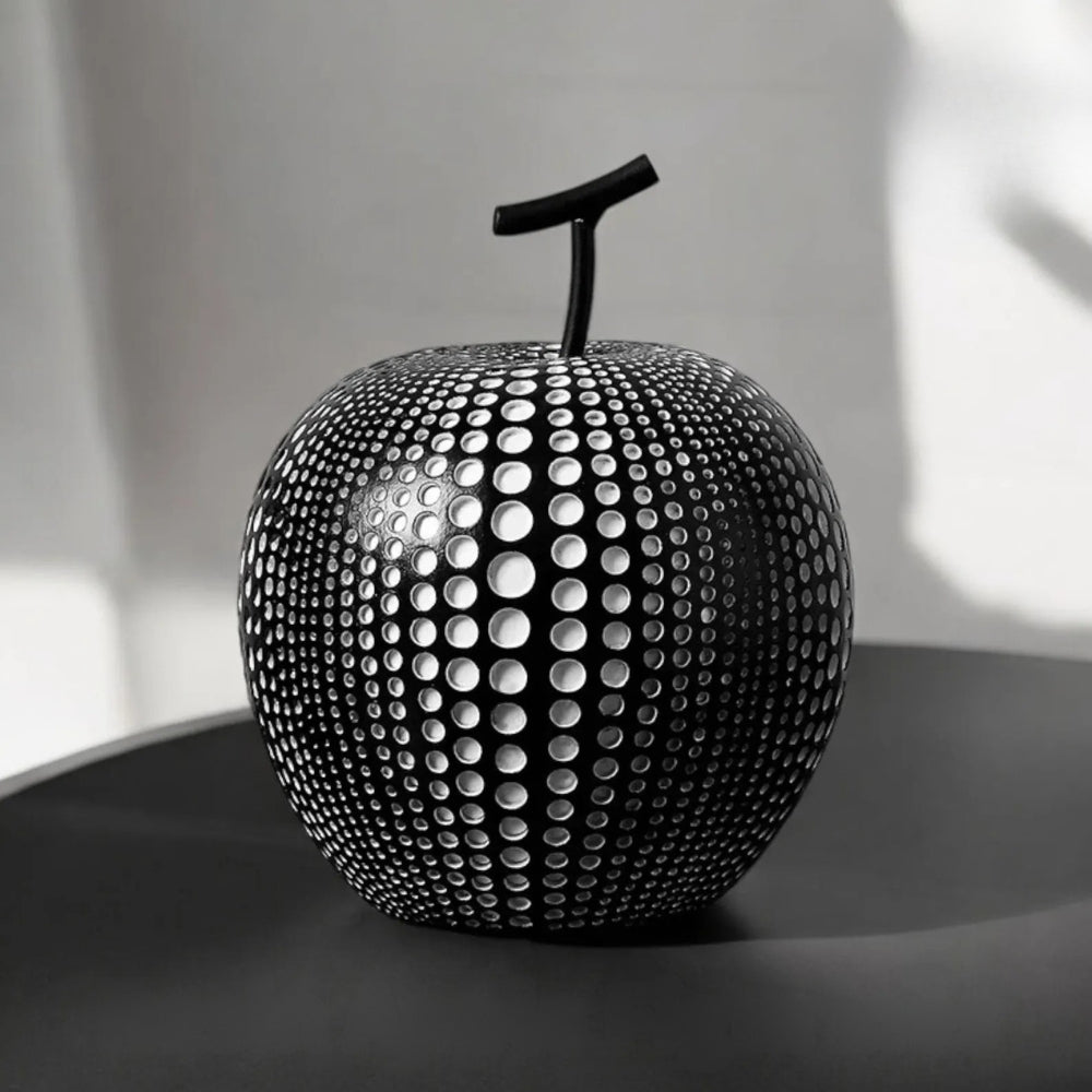 Polka Dot Apple Sculpture - Durable Resin, Modern Design 0