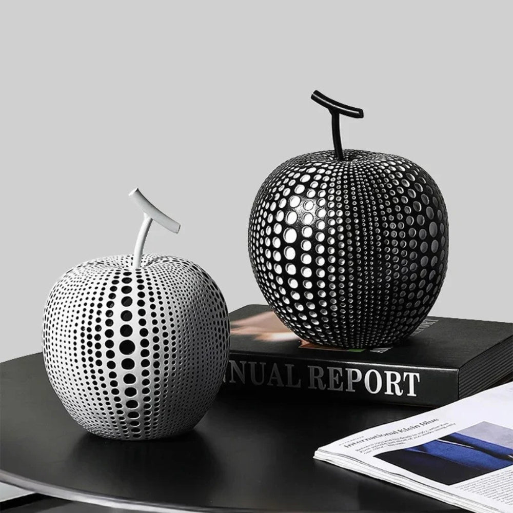 Polka Dot Apple Sculpture - Durable Resin, Modern Design 1