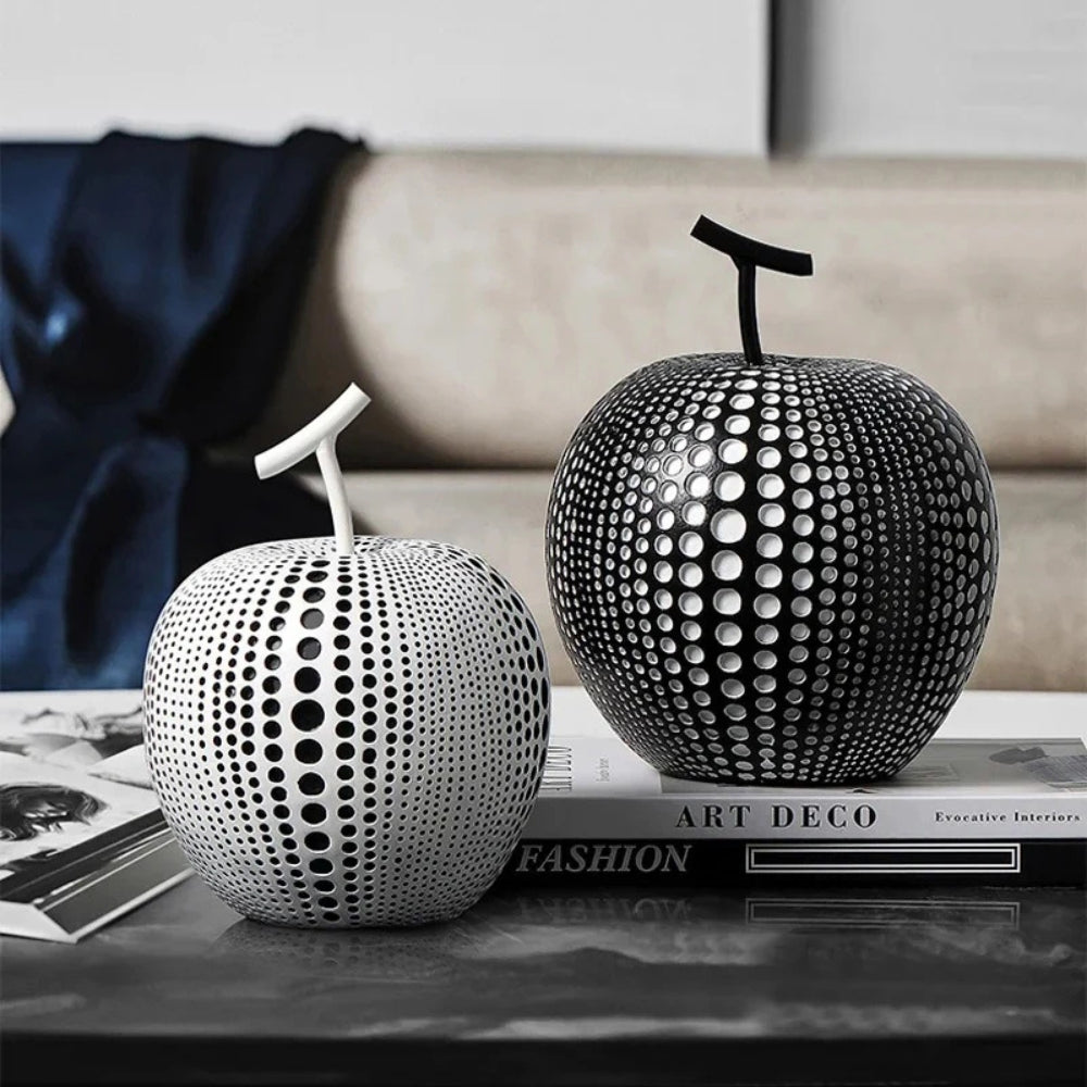 Polka Dot Apple Sculpture - Durable Resin, Modern Design 2