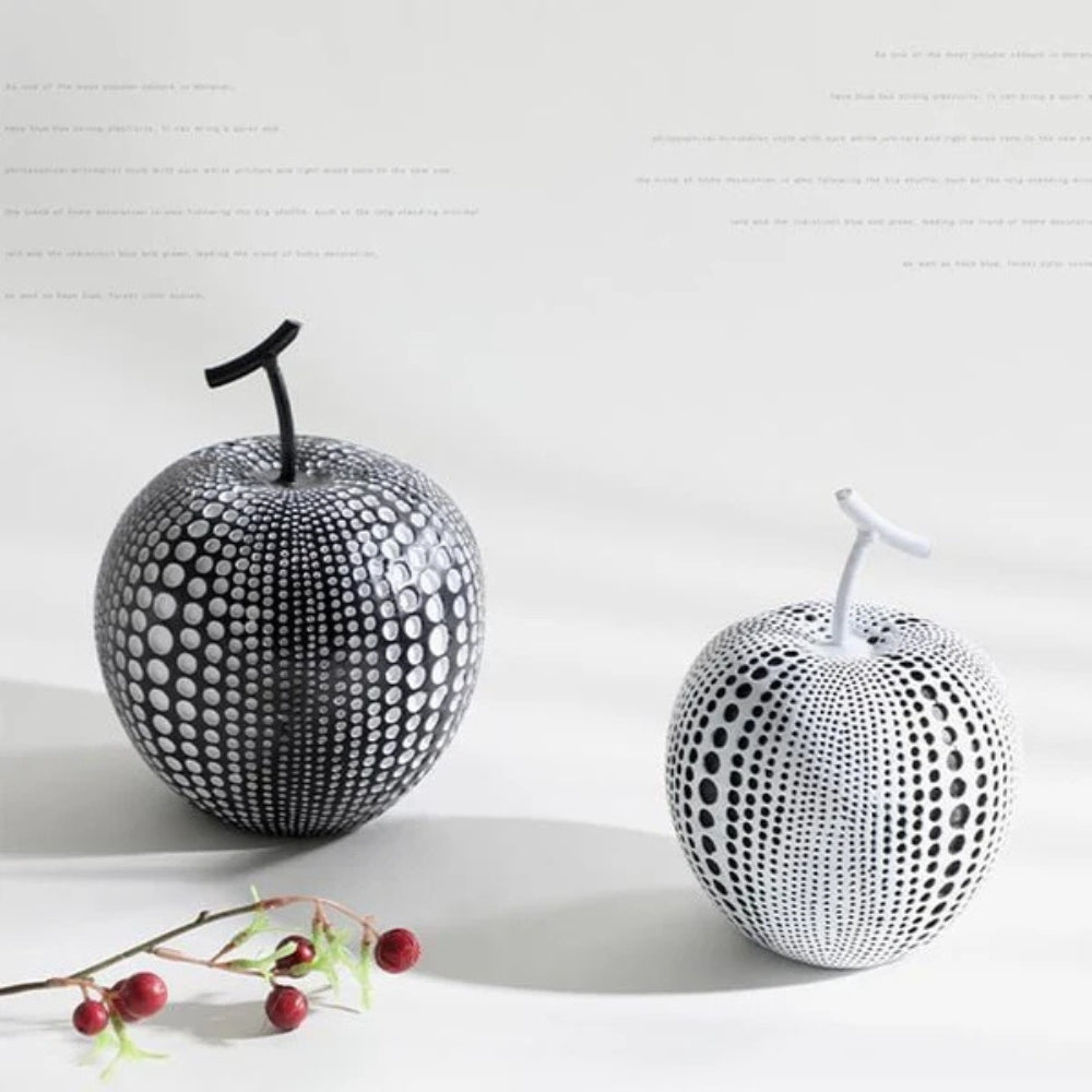 Polka Dot Apple Sculpture - Durable Resin, Modern Design 6