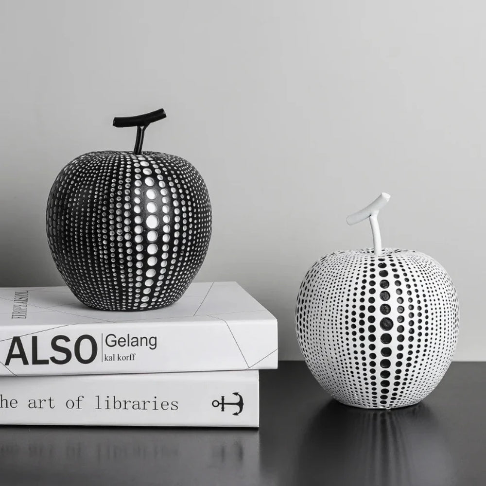 Polka Dot Apple Sculpture - Durable Resin, Modern Design 7